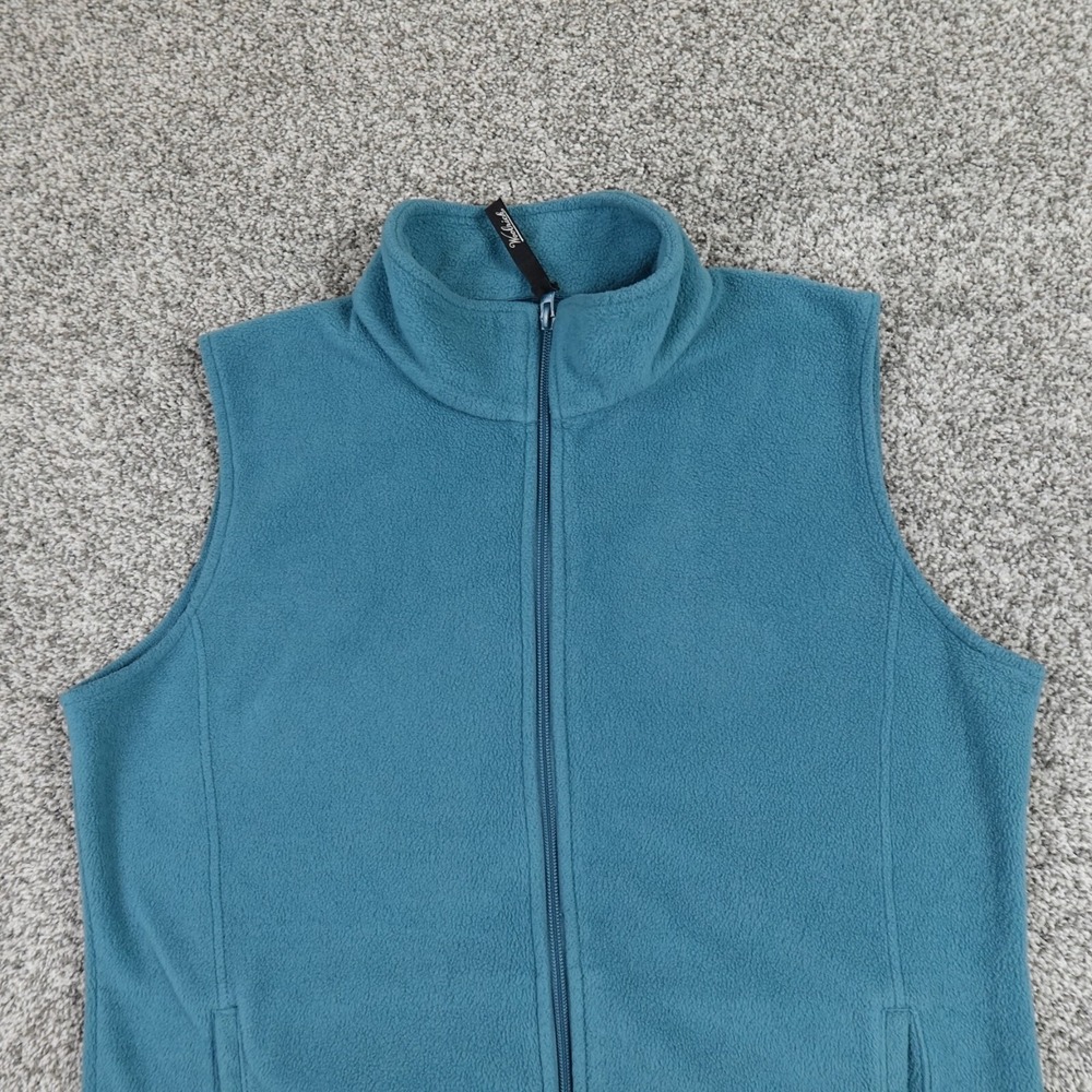 Woolrich Vest Womens L Blue Fleece Sleeveless Sweater Zip Outdoors Hike Trail - Picture 2 of 9